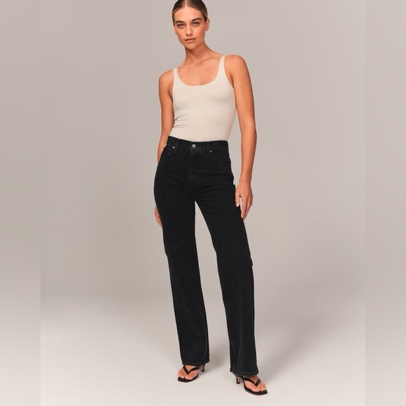 Abercrombie & Fitch Black Straight Jeans, 90s relaxed high rise - Picture 1 of 4